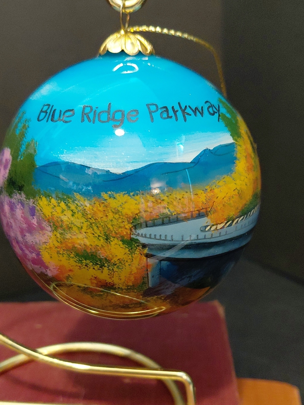 HANDPAINTED GLASS ORNAMENT BLUE RIDGE PARKWAY
